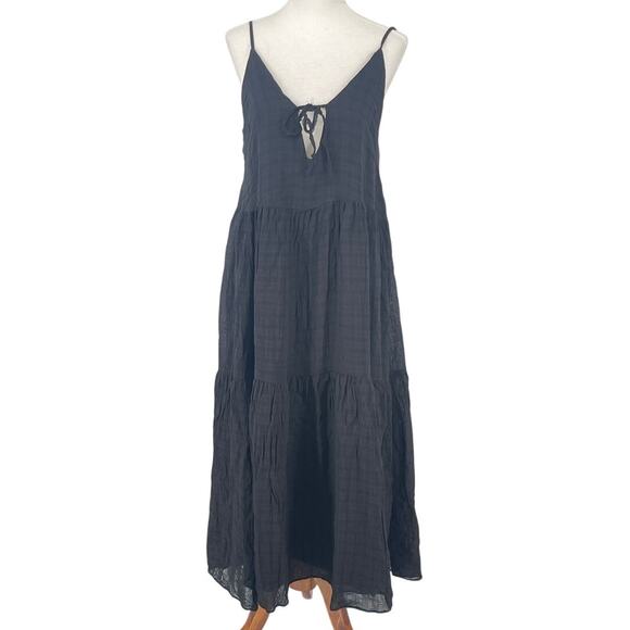 Aritzia Wilfred Black Tiered Fit Flair Dress Size‎ M Fairy Witchy Whimsigoth - Picture 1 of 5